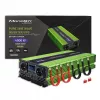 Qoltec Monolith sprieguma pārveidotājs | Akumulatora lādētājs | UPS | 2000W | 4000W | 12V uz 230V | Tīrs sinusoidāls | LCD melns-zaļš
