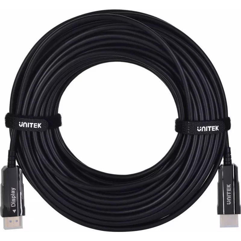 Unitek C11072BK-20M HDMI 2.0 AOC optiskās šķiedras kabelis 20 m, 4K 60 Hz, melns