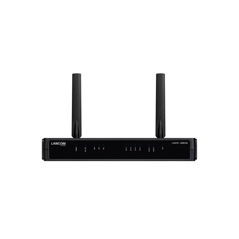 LANCOM 1800VAW (EU) SD-WAN bezvadu maršrutētājs ar VDSL2/ADSL2+ modemu, divjoslu Wi-Fi 6, melnā krāsā