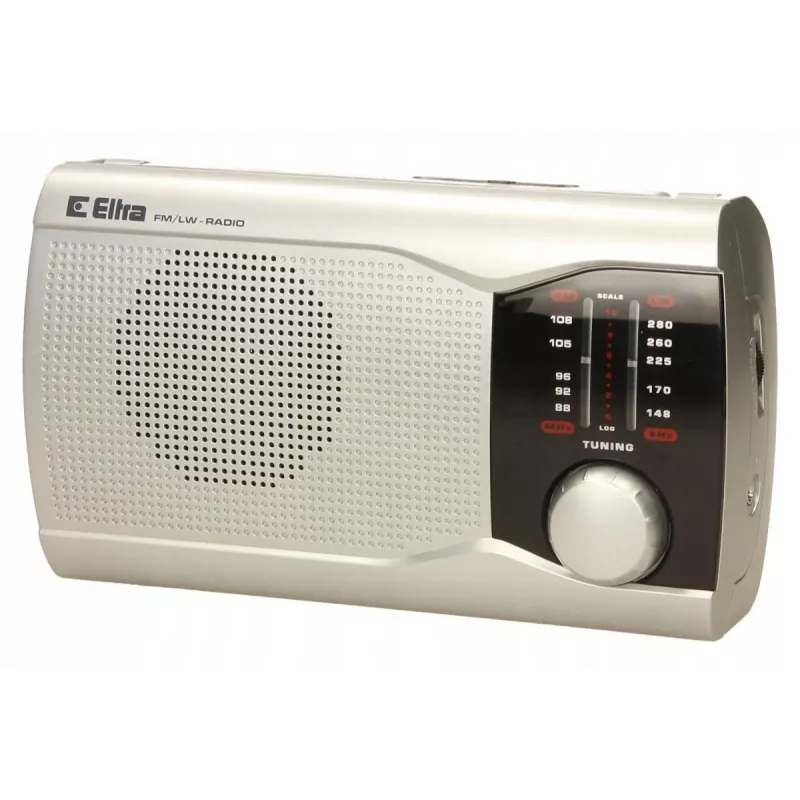 Pārnēsājams radio Eltra EWA Sudrabs — AM/FM uztvērējs, darbojas ar baterijām
