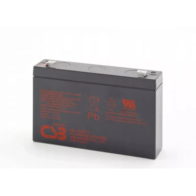 Uzlādējams svina-skābes akumulators CSB HRL634WF2 6V 9Ah rezerves barošanai un UPS