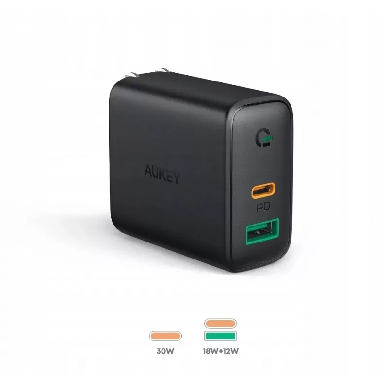 Sienas lādētājs 2xUSB Power Delivery (1xUSB A+1xUSB C) 5.4A 30W Dynamic Detect PA-D1