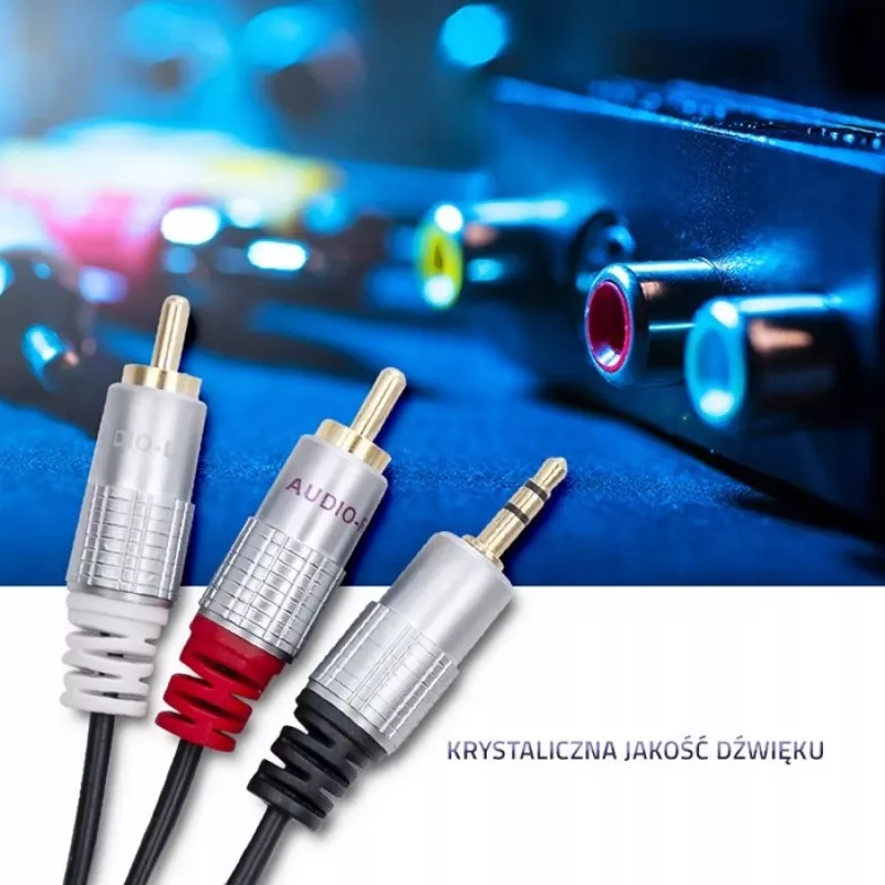 Audio kabelis Qoltec 52341 3m 2xRCA 3.5mm Melns