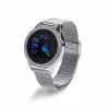 Viedpulkstenis ORO-MED ORO-SMART CRYSTAL SILVER — apaļš metāla korpuss, LCD 240×198, 1,04 collu displejs, Bluetooth 4.0, ūdensizturīgs, 120 mAh akumulators
