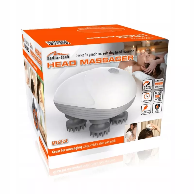 Galvas masieris MEDIA-TECH MT6524 — pārnēsājams, regulējama intensitāte