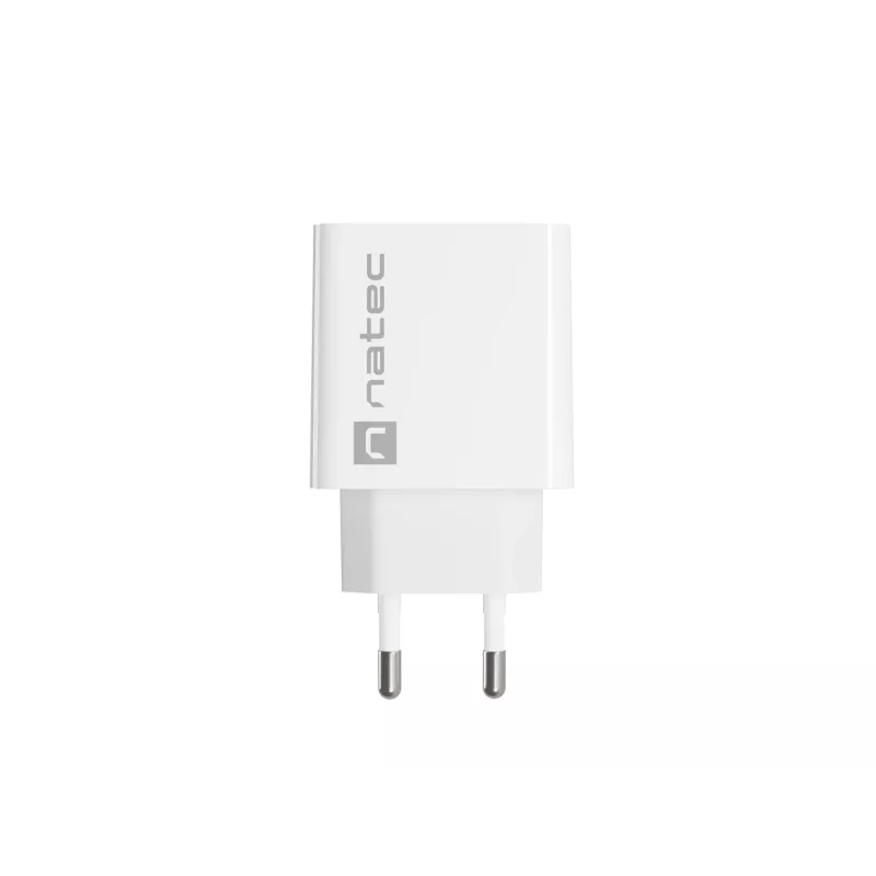 Sienas lādētājs NATEC RIBERA 12V 20W USB-C PD 3.0 + USB-A Samsung AFC Balts