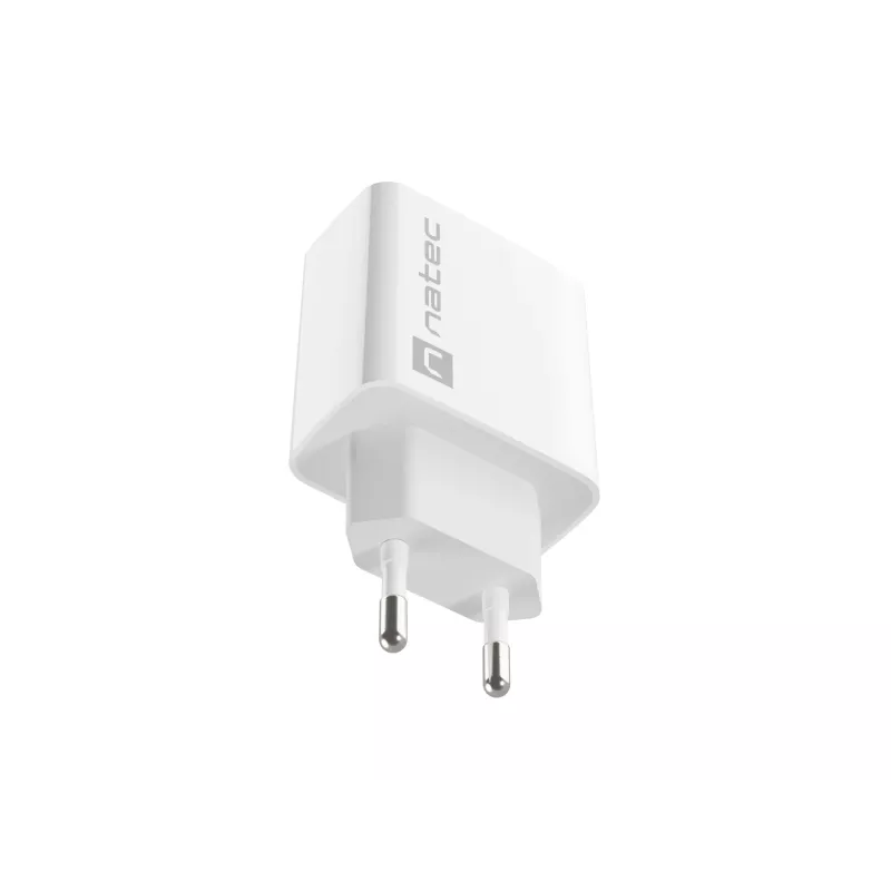 Sienas lādētājs NATEC RIBERA 12V 20W USB-C PD 3.0 + USB-A Samsung AFC Balts