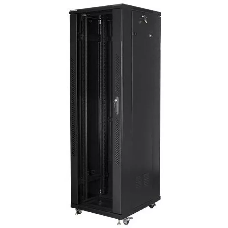 Brīvi stāvošs skapis LANBERG 42U FF01-6842-12BL 600×800×2127.5 mm, 1200 kg, IP20, atslēgas slēdzene, riteņi
