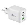 USB-C ātrais lādētājs Nano, PD, GaN, 65 W (Balts, 1x USB-A, 2x USB-C PD, Charge 3.0)