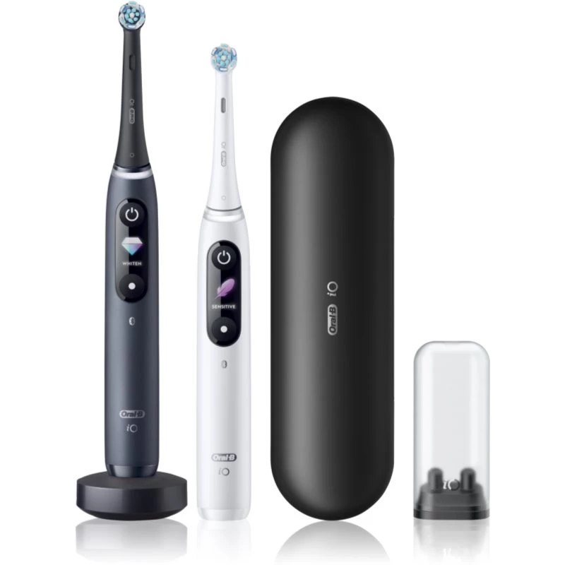 Oral-B iO8 Series Duo elektriskā zobu birste, uzlādējama, 6 režīmi, 2 uzgaļi, Black Onyx/White