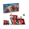 Konstruktors LEGO City Ugunsdzēsēju stacija ar pagriežamām kāpnēm 60414 — 843 gabali, 5 minifigūras