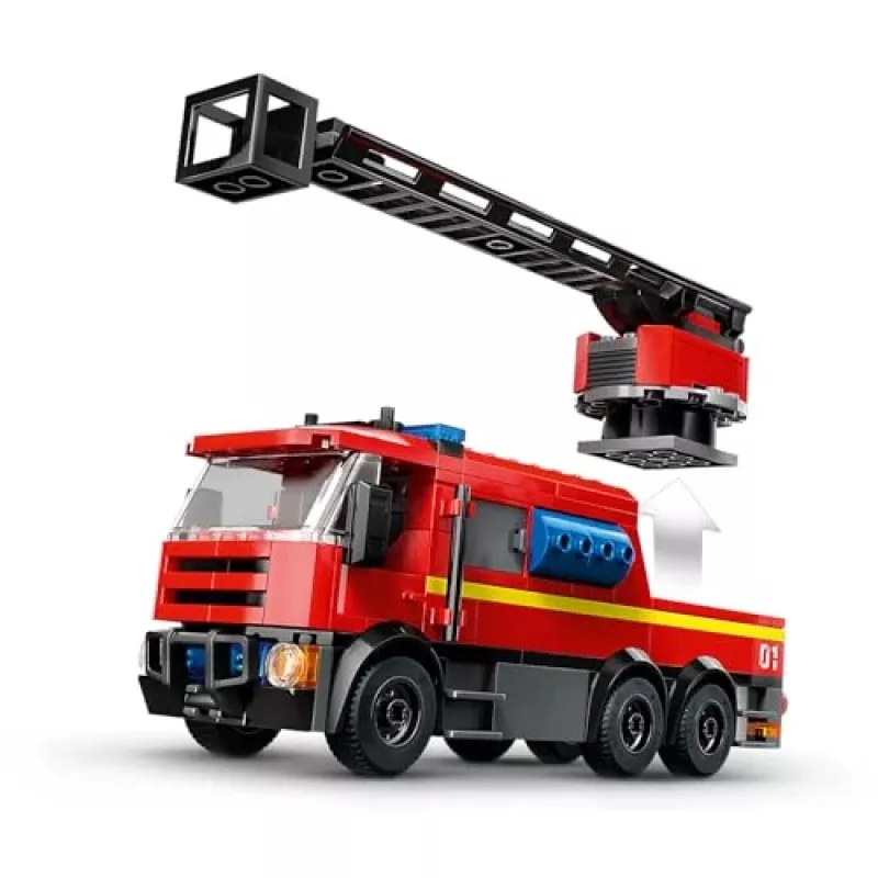 Konstruktors LEGO City Ugunsdzēsēju stacija ar pagriežamām kāpnēm 60414 — 843 gabali, 5 minifigūras