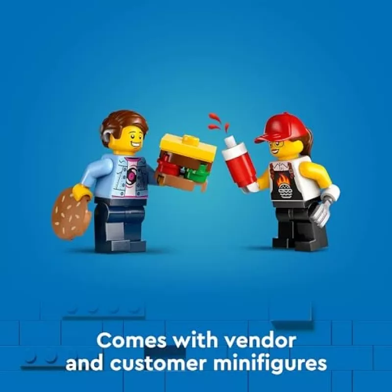 LEGO City Burger Furgons Bērniem no 5 Gadiem - Pārtikas Kravas Auto Ar Virtuvi Un Figūriņām