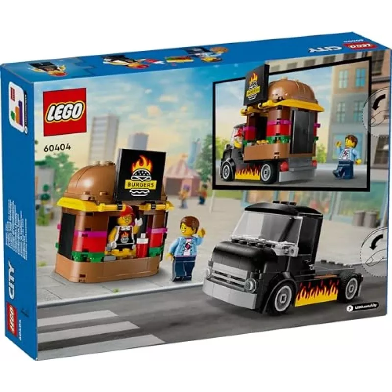 LEGO City Burger Furgons Bērniem no 5 Gadiem - Pārtikas Kravas Auto Ar Virtuvi Un Figūriņām