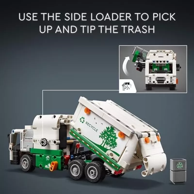 Konstruktors LEGO Technic Mack LR Electric atkritumu savācējs 42167 — 503 gab., motorizēts, izmērs 230×80×90 mm