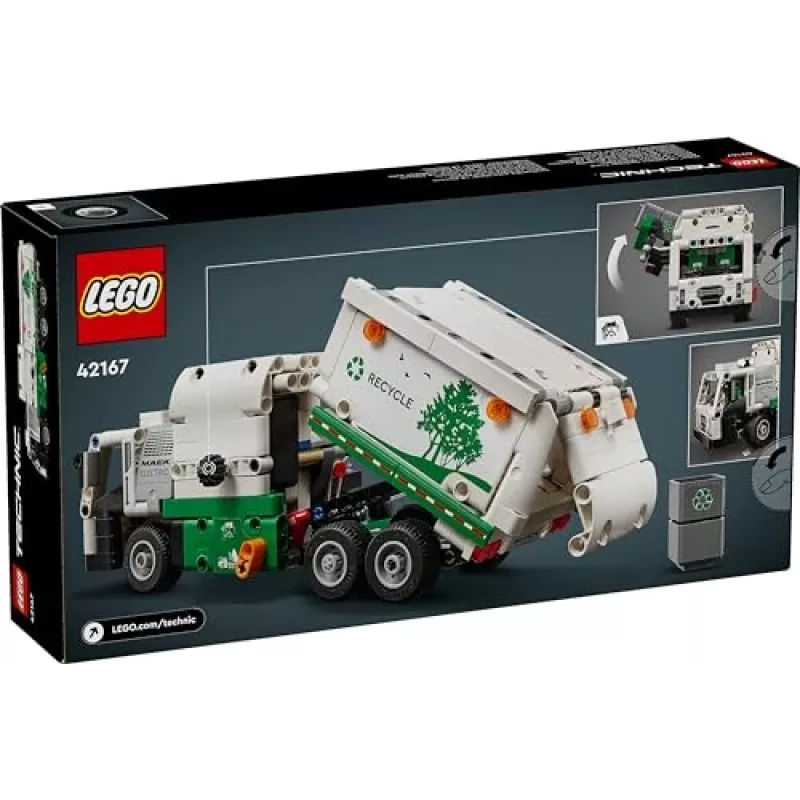 Konstruktors LEGO Technic Mack LR Electric atkritumu savācējs 42167 — 503 gab., motorizēts, izmērs 230×80×90 mm