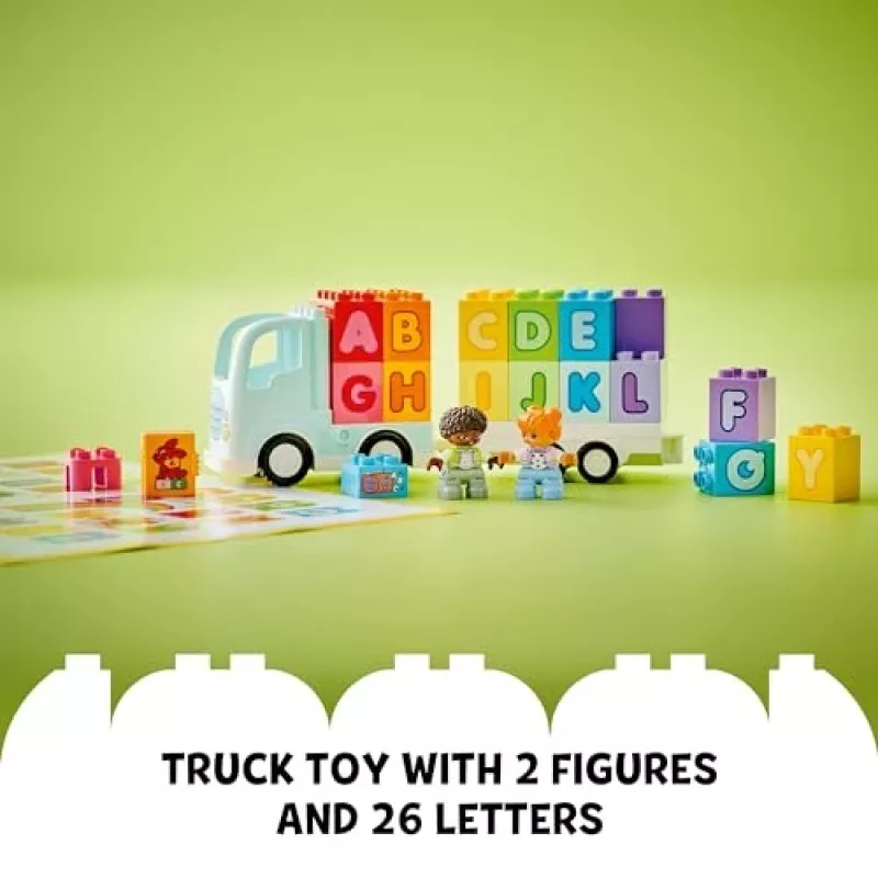 Konstruktors LEGO DUPLO 10421 ABC Kravas Auto, 36 gab., 2 minifigūras, vecumam no 2+ gadiem, izmēri 110×140×70 mm