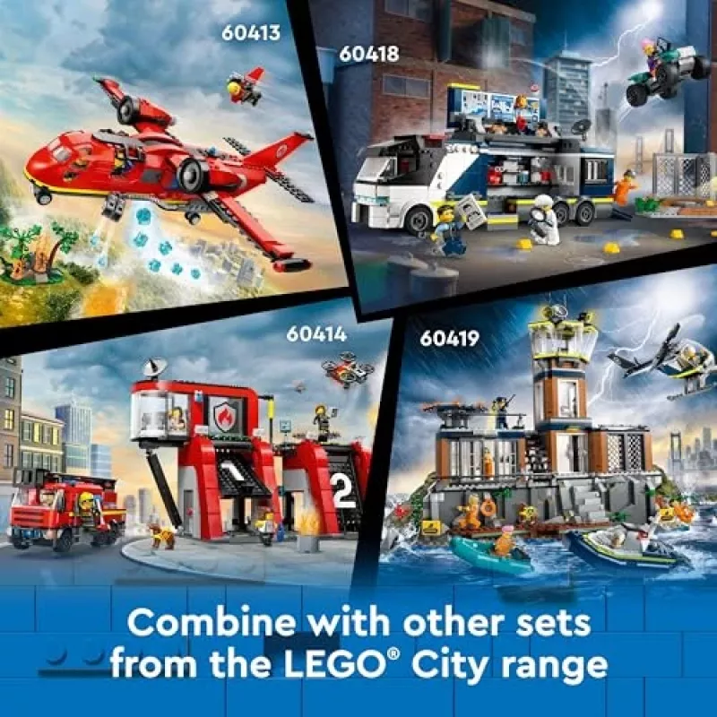 LEGO City Policijas iecirknis un cietuma sala 60419 — 980 gab., 7 minifigūras