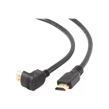 HDMI v2.0 kabelis ar 90° leņķa vīrišķo savienotāju un taisno vīrišķo savienotāju, 19 kontaktu apzeltīti savienotāji, 1,8 m, bez iepakojuma