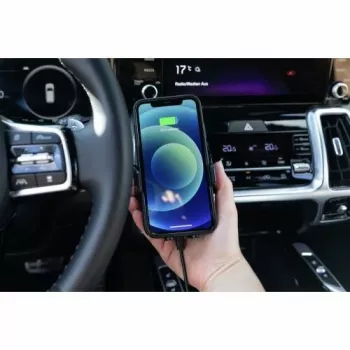 ANSMANN WiLine 15 bezvadu auto lādētājs ar turētāju - 15W Qi ātrā uzlāde, automātiska fiksācija, 360° rotācija, melns