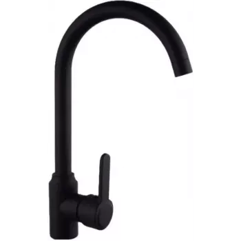 Pyramis Lefkada Kitchen Sink Set 1 Bowl 1 Drainer Black + Lungo Volcano Black Edition Faucet 590x440 mm