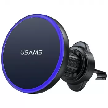 USAMS magnētiskais auto turētājs ventilācijas atverei viedtālruņiem, 360° rotācija, melns