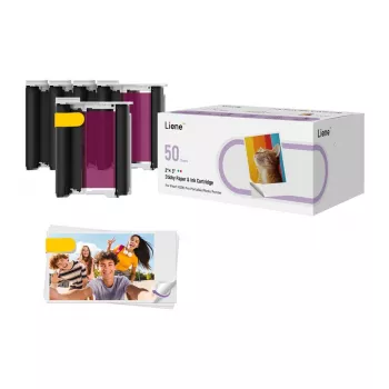 Liene 2x3 Photo Paper, 50 Sheets + 5 Ink Cartridges