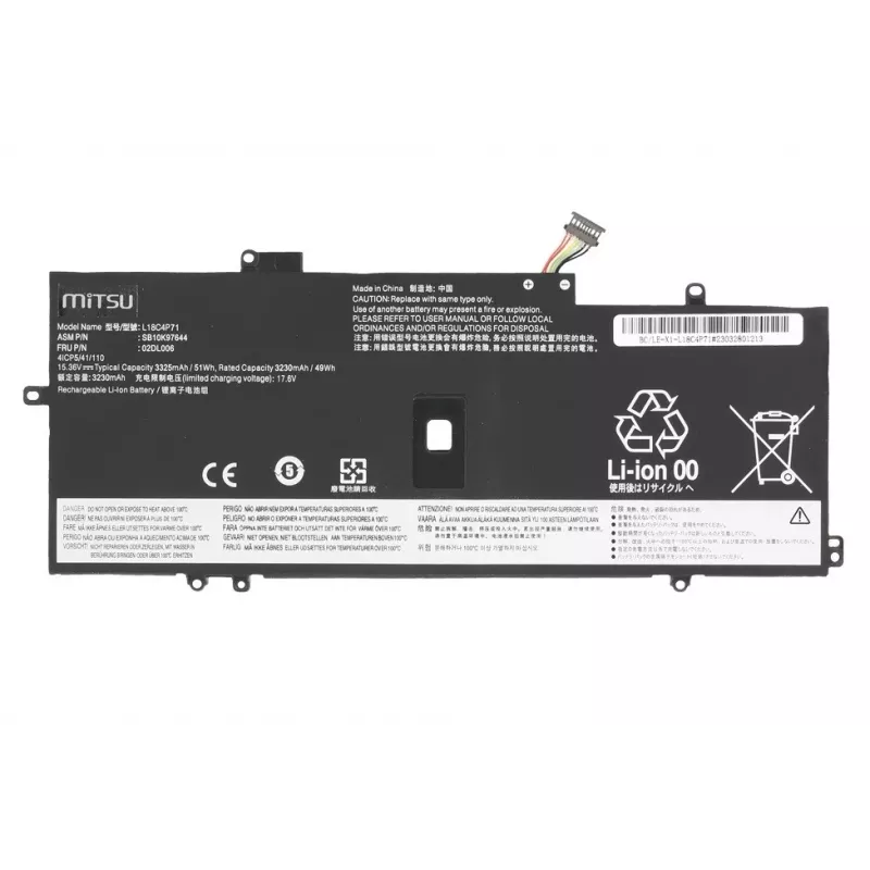 MITSU Battery for Lenovo ThinkPad X1 Yoga 4 5 Carbon 7 8 3325 mAh (51 Wh) 15.36V