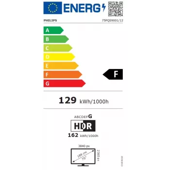 Philips 75PQS9001/12 75 collu QLED 4K Ultra HD Google TV ar 3-pusīgu Ambilight, MiniLED, 120Hz, Dolby Vision un Atmos, VRR, ALLM, FreeSync Premium, G-Sync Compatible, 4x HDMI 2.1, 2x USB, Wi-Fi, Bluetooth 5.0, DVB-T/T2/C/S/S2, Pelēks