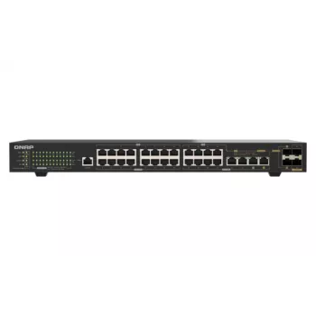 QNAP QSW-M2130P-2C2S26T 26 portu 2.5GbE PoE++ pārvaldāms Layer 2 slēdzis ar 2x 10GbE SFP+ un 2x 10GbE kombinētajiem portiem, 370W PoE budžets