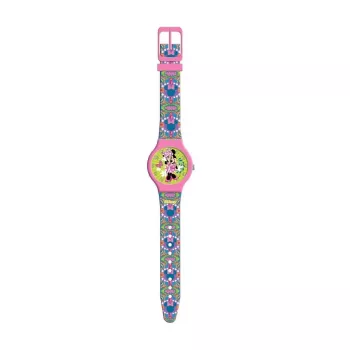 PULIO Analogais pulkstenis skārda kārbā - Disney Minnie Mouse, rozā PU ādas siksna, kvarca mehānisms, 30mm metāla sakausējuma korpuss, ūdensizturīgs, meitenēm 6+