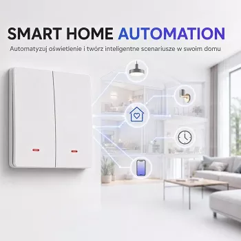 QOLTEC viedais gaismas slēdzis WiFi 2 grupu taimeris Tuya balts