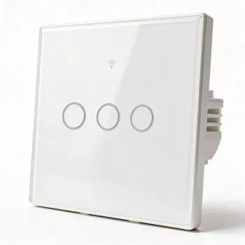 Qoltec Smart Touch Light Switch 3-Gang Wi-Fi Timer Tuya Balts