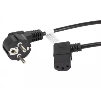 LANBERG CA-C13C-12CC-0030-BK 3m leņķa Schuko–IEC C13 strāvas vads, H05VV-F 3G1.0, VDE, melns