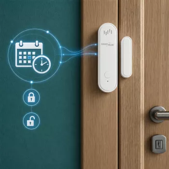GREENBLUE GB478 bezvadu WiFi durvju/logu sensors – viedais magnētiskais kontakts, Tuya un Gosund lietotne, Alexa/Google, ar bateriju, balts