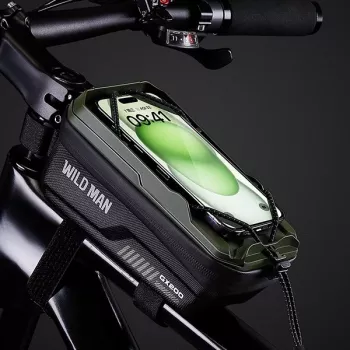 WILDMAN GX200 velosipēda rāmja soma ar telefona turētāju, zaļa