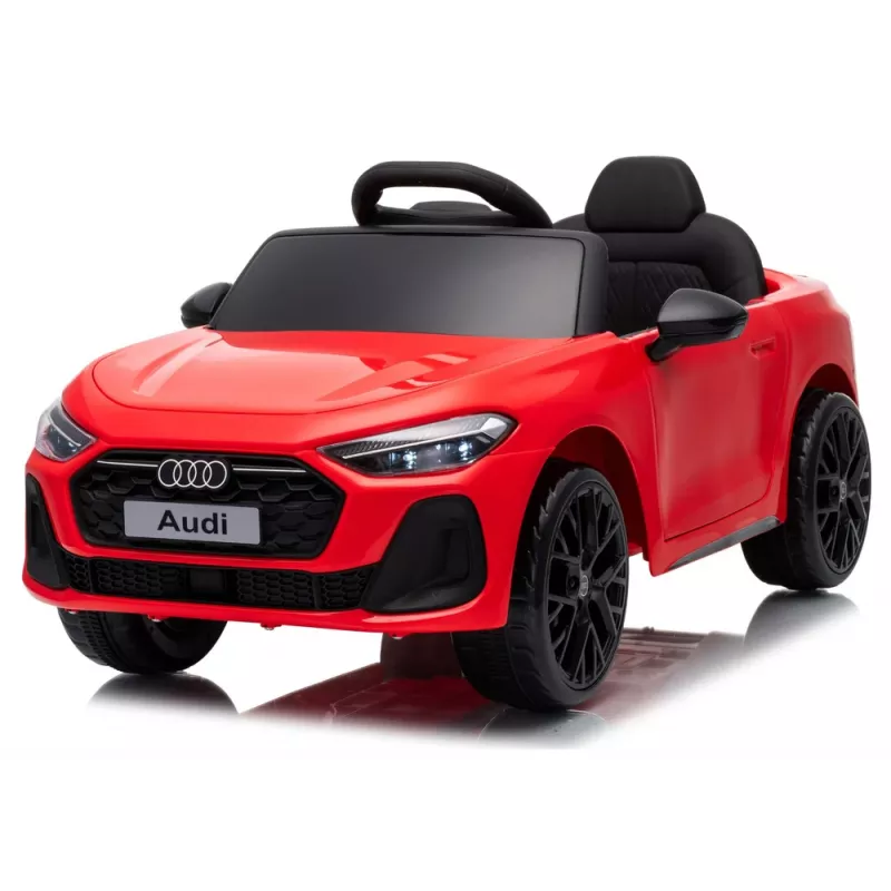 LEAN CARS Audi A5L HL788 sarkans 12V elektriskais auto bērniem ar tālvadību, EVA riteņiem, LED gaismām, mūzikas paneli, drošības jostu, eko-ādas sēdekli, vecumam 3-6 gadi