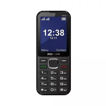 MAXCOM MM282 4G divu SIM kartu viedtālrunis ar 2,8 collu ekrānu, KaiOS, 1400 mAh akumulatoru, USB-C, Bluetooth 5.1, Wi-Fi hotspot, 2 MP kameru, FM radio, melns