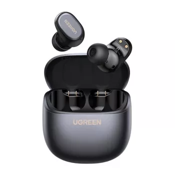 UGREEN WS220 TWS True Wireless Bluetooth 5.0 austiņas ar uzlādes futrāli, skārienvadību, IPX4 ūdensizturību, iebūvētu mikrofonu, 16h kopējo akumulatora darbības laiku - Melna