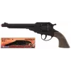 PULIO Cowboy Revolver Metāla 8 šāvienu Cap Gun - Melns/Sudrabs ar Brūnām Roktura daļām