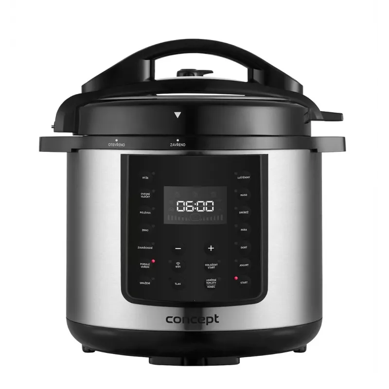 CONCEPT CK8001 Multivāre, 5L, 900W, 10 programmas, LED, nepiedegošs keramikas katls, atliktais starts, siltuma uzturēšana, melns/sudrabs
