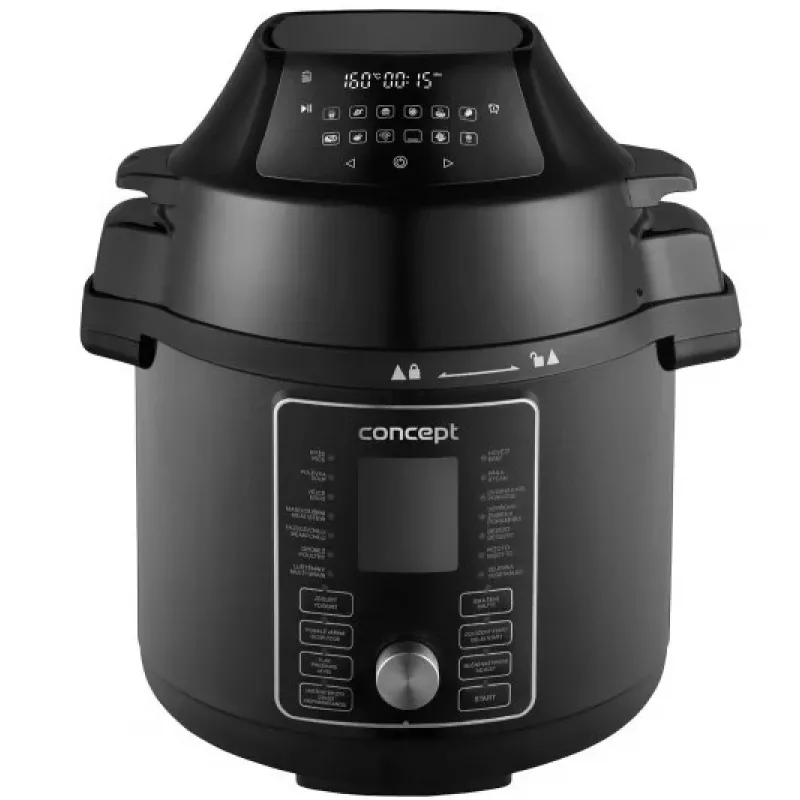 CONCEPT CK8000 Multikatls ar gaisa fritieri, 6L katls, 3.5L grozs, 1500W, 10 programmas, melns/sudrabs