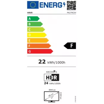 ASUS ProArt Display OLED PA279CDV 26,5 collu 4K UHD OLED monitors ar 120Hz, HDR, USB centrmezglu, regulējamu augstumu, melns/sudrabs