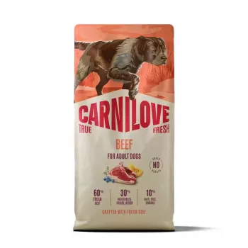 CARNILOVE TRUE FRESH sausā barība suņiem ar liellopu gaļu pieaugušiem visu šķirņu suņiem 12 kg