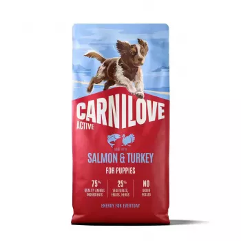 CARNILOVE ACTIVE sausā barība kucēniem ar lasi un tītaru 12 kg