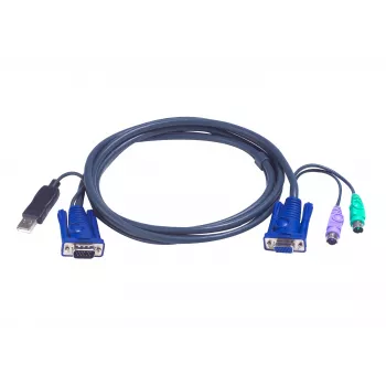 ATEN Intelligent KVM Cable 2L-5502UP - tastatūras, video un peles (KVM) kombinētais kabelis