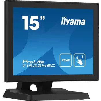 Iiyama ProLite T1532MSC-B5X 15 collu Projective Capacitive Touch LED monitors - 1024x768 XGA, 10-punktu, HDMI, DVI, VGA, USB, IP54 priekšpuse, 7H, skaļruņi