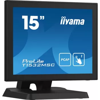 Iiyama ProLite T1532MSC-B5X 15 collu Projective Capacitive Touch LED monitors - 1024x768 XGA, 10-punktu, HDMI, DVI, VGA, USB, IP54 priekšpuse, 7H, skaļruņi
