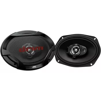 JVC CS-DR6932 6x9 collu 3-virzienu koaksiālie skaļruņi automašīnai, 500W maks., 70W RMS, oglekļa vizlas zemfrekvenču skaļrunis, PEI tweeter, 4 omi