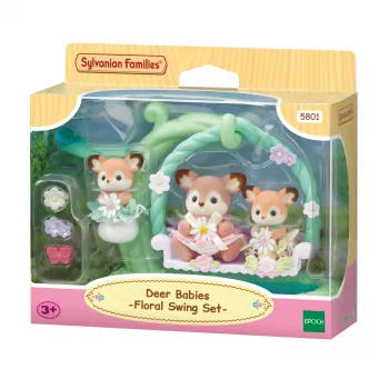 Sylvanian Families Fawn Babies ar Ziedu Šūpolēm rotaļu komplekts